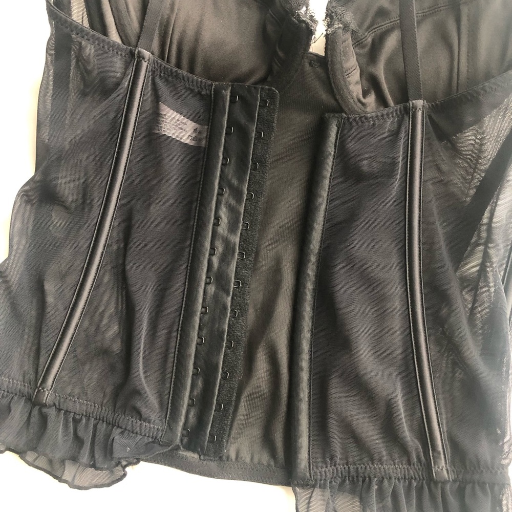 La SENZA Black Sheer Corset with Polka Dot Design - Picture 6 of 9